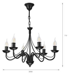 Lampadario a catena ANTON 6xE14/60W/230V nero