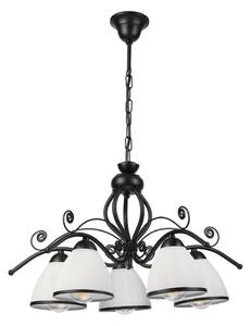 Lampadario a catena RETRO 5xE27/60W/230V nero/bianco