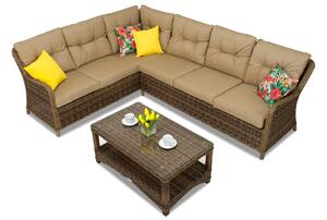 Divano angolare da giardino con tavolino Toledo Corner marrone Garden Point