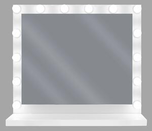 Specchio da toeletta con LED Tavolo da toeletta rettangolare in metallo bianco 50 x 60 cm con lampadine illuminate Hollywood Beliani
