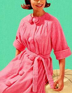 Illustrazione Woman Sitting in Pink Robe, CSA Images