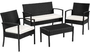 TecTake GmbH 401483 set in rattan sparta 3+1 - nero