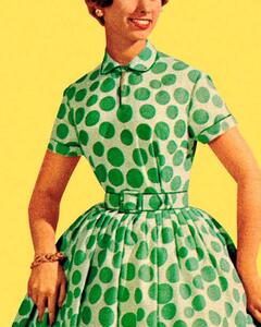 Illustrazione Woman in Green Polka Dot Dress, CSA-Images