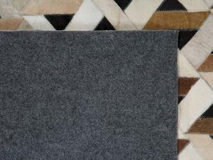 Tappeto tappetino Tappeto in Pelle Marrone e Grigio Motivo Geometrico 160 x 230 cm Rustic Boho Beliani