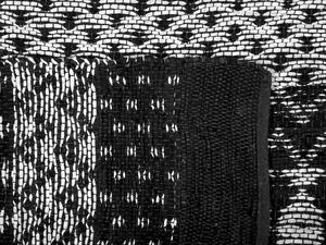 Tappeto tappetino Nero con Rettangolo Bianco 80 x 150 cm Moderno Contemporaneo Telato a mano in pelle di cotone fatto a mano Beliani