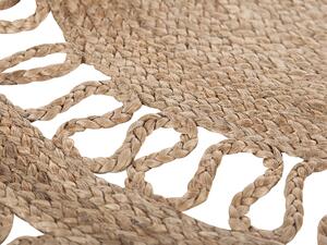 Tappeto tappetino Iuta di colore beige forma rotonda stile boho soggiorno ø 120 cm Beliani