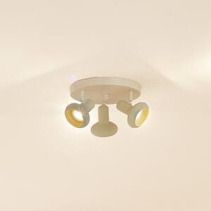 Lindby Huby, faretto da soffitto a 3 luci, crema/verde chiaro, ferro