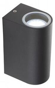 Applique Da Esterno Moderna Bobo Alluminio E Vetro Grigio 2 Luci Gu10