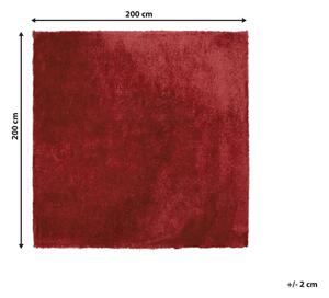 Tappeto shaggy in misto cotone e poliestere rosso 200 x 200 cm soffice pelo denso Beliani
