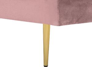 Chaise longue Velluto Rosa Imbottito versione destra Orientamento Gambe In Metallo Cuscino Design Moderno Beliani