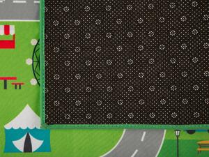 Tappeto Verde Poliestere 80 x 150 cm Mappa Stradale Città Viaggio a Tema Tappetino da Gioco Beliani