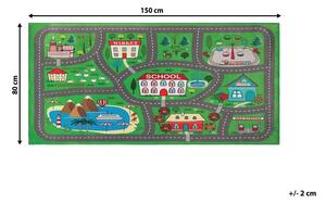 Tappeto Verde Poliestere Mappa Stradale Città Tappetino da Gioco da Terra a Tema 80 x 150 cm Beliani