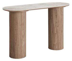 Tavolo consolle beige/di colore naturale con piano effetto marmo 40x120 cm Athens – House Nordic