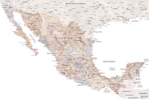 Mappa Map of Mexico in neutral watercolor, Blursbyai, (40 x 26.7 cm)
