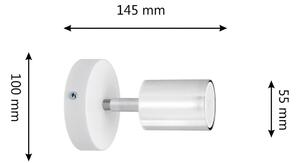 HELAM Applique Tune II, bianco/cromo, metallo, E27, Ø 5,5 cm