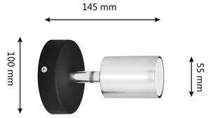 HELAM Applique Tune II, nero/cromo, metallo, E27, Ø 5,5 cm