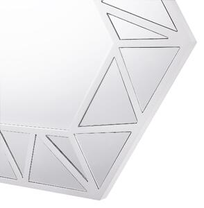Specchio da parete argento 70 x 80 cm con cornice geometrica esagonale Beliani