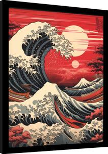 Quadro Wave Collection - Red Hue SUnset, Poster Incorniciato