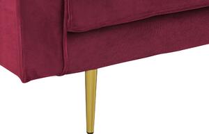 Chaise longue Velluto Rosso Scuro Imbottito Orientamento versione sinistra Gambe In Metallo Cuscino Design Moderno Beliani
