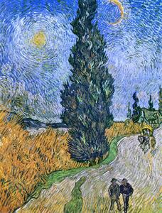 Riproduzione Road with Cypresses 1890, Vincent van Gogh