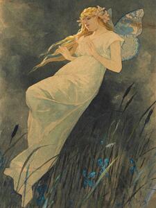 Riproduzione The Elf in the Iris Blossoms Vintage Art Nouveau - Alfons Mucha