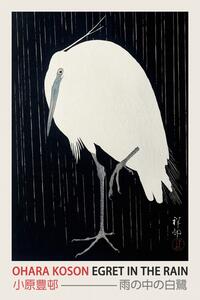 Riproduzione Egret in the Rain Japanese Woodblock Japandi print - Ohara Koson