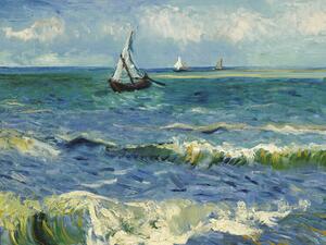 Riproduzione The sea at Saintes-Maries-de-la-Mer Vintage Seascape with Boats - Vincent van Gogh