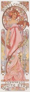 Riproduzione Mo t Chandon White Star Champagne Beautiful Art Nouveau Lady Advertisement - Alfons Alphonse Mucha