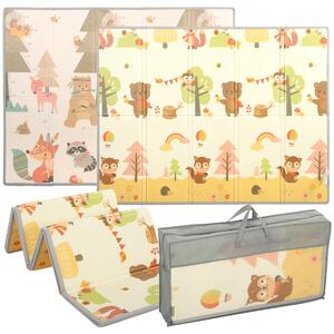 AIYAPLAY Tappeto Gioco Bambini 200x150x1.5 cm a Tema Bosco Pieghevole Reversibile in XPE, 0-3 Anni, Multicolore | Aosom Italy