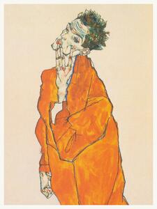 Riproduzione Man in an Orange Jacket Male Self Portrait - Egon Schiele