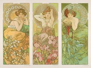 Riproduzione Topaz Amethyst Emerald Three Beautiful Art Nouveau Ladies - Alphonse Alfons Mucha
