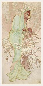 Riproduzione The Seasons Winter Art Nouveau Portrait - Alphonse Mucha