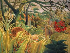 Riproduzione Tiger in a Tropical Storn Rainforest Landscape - Henri Rousseau