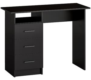 HOMCOM Scrivania Salvaspazio con 3 Cassetti, Ripiano Aperto, Scrivania Ufficio, Moderna, Tavolo PC per Computer Casa Ufficio Studio Camera da Letto, 100x40x75 cm, Nero | Aosom Italy