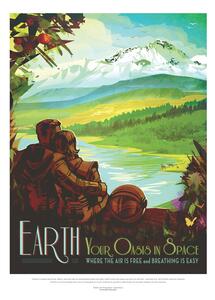 Riproduzione Earth - Your Oasis in Space Retro Intergalactic Space Travel Nasa