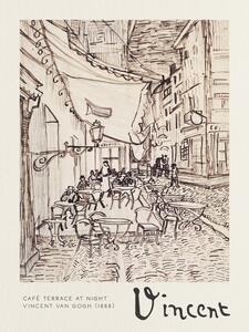 Riproduzione Caf Terrace at Night Sketch - Vincent van Gogh