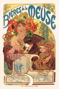 Riproduzione Bi res De La Meuse Art Nouveau Beer Lady - Alphonse Mucha, (26.7 x 40 cm)