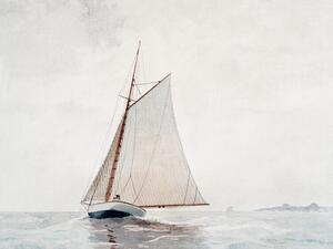 Riproduzione Sailing off Gloucester Boat on the Ocean - Winslow Homer