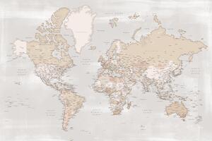 Mappa Rustic detailed world map with cities Lucille, Blursbyai