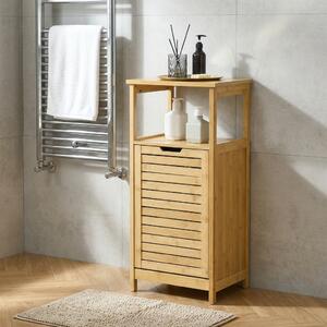 DecHome Mobiletto Bagno con Cesto Multiuso per Bucato e Giocattoli in MDF e Bamb 40x30x86.5cm