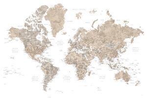 Mappa Neutral watercolor detailed world map with cities Abey, Blursbyai