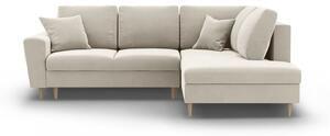 Divano angolare beige allungabile e con contenitore (con penisola a destra/a L) con rivestimento in velluto Kyoto – Cosmopolitan Design