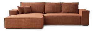 Divano angolare color rame allungabile/con contenitore (con penisola a sinistra/con chaise lounge) con rivestimento in ciniglia Maze – Maison de Rêve