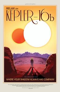 Illustrazione Kepler16b Planet Moon Poster - Space Series Nasa, (26.7 x 40 cm)