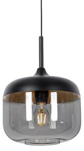 Lampada a sospensione di design nera con vetro oro e fumé - Kyan