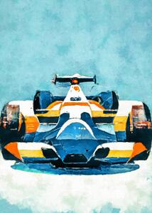 Illustrazione Formula 1 blue yellow, Justyna Jaszke