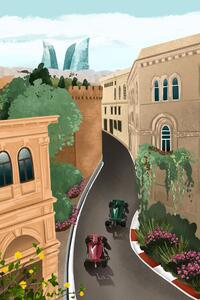 Illustrazione Baku Azerbeidzjan, Goed Blauw
