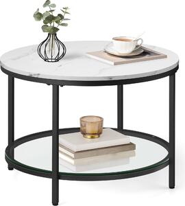 Tavolino VASAGLE, tavolo da salotto, stile moderno, 65 x 46 cm (Ø x H), marmo bianco