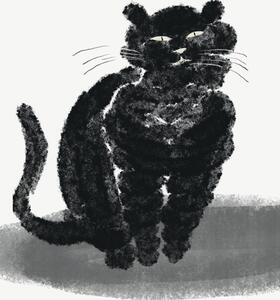 Illustrazione Portrait of a black cat, Little Dean