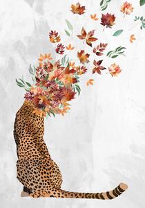Illustrazione Cheetah Autumn Leaves Head, Sarah Manovski
